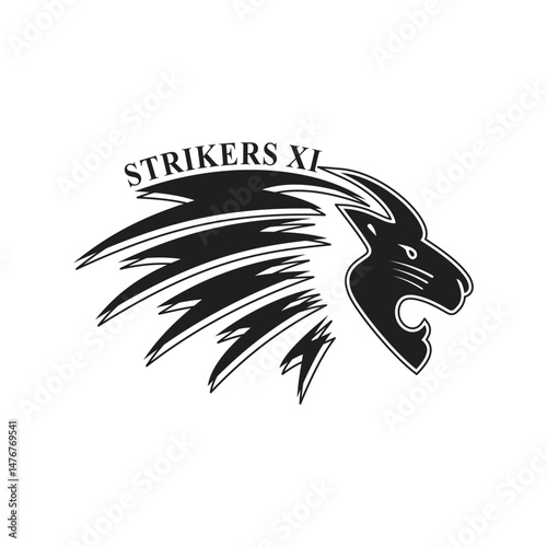 Strikers XI Fierce Lion Head Logo Design - Sport Team Emblem