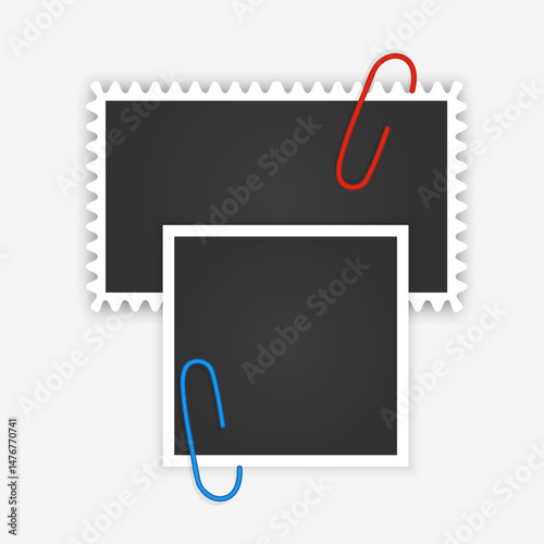 Empty photo picture frames Photos Held Together by Paperclips