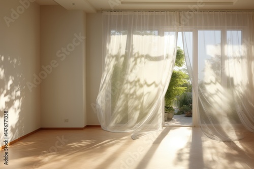Bright and Airy Empty Room with Soft Curtains