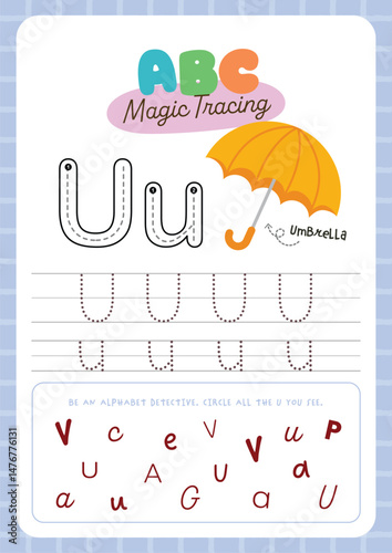 Printable worksheet featuring cute kawaii alphabet tracing activity for kids fun learning perfect for preschool and kindergarten to practice handwriting and letter recognition