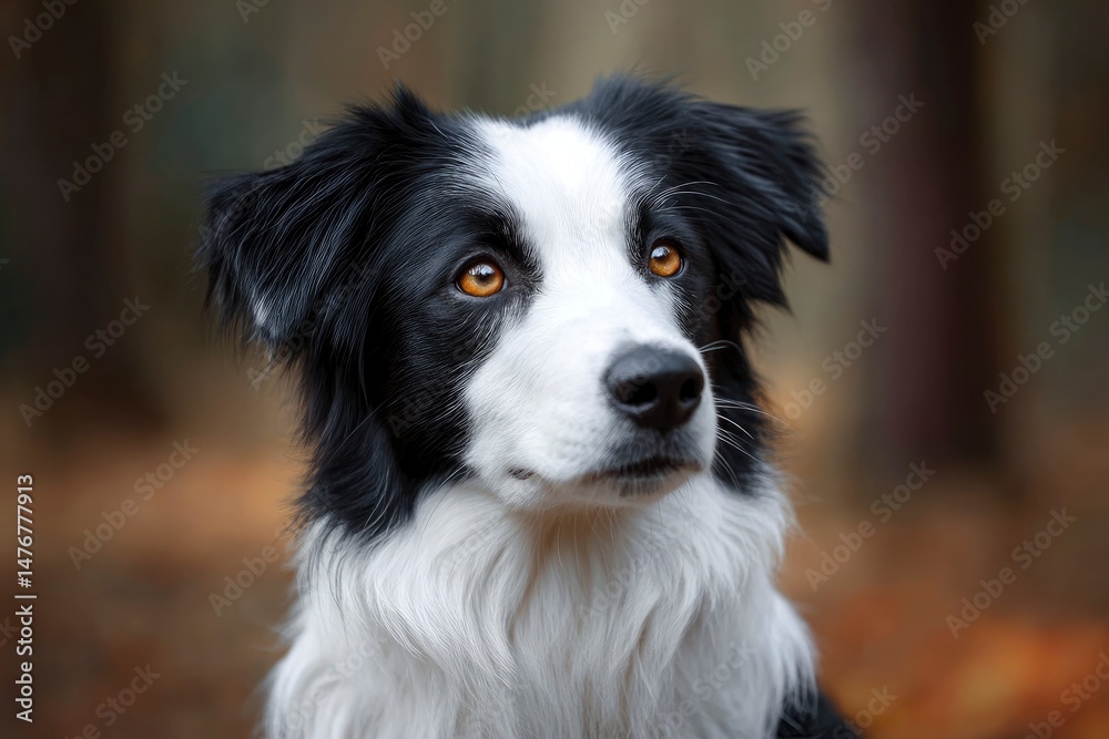 Border Collie Portrait: Attentive Gaze, Soft Fur, Natural Setting Border Collie Portrait: Attentive Gaze, Soft Fur, Natural Setting