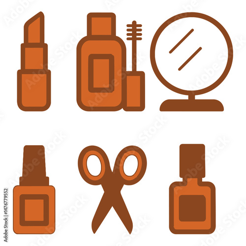 Vector set of cosmetic and perfume bottle icons for web and design use