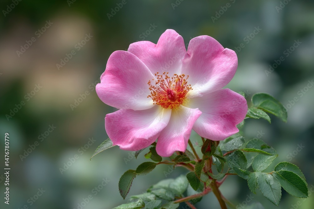 Obraz premium Delicate Pink Rose Bloom: Serene Garden Photography