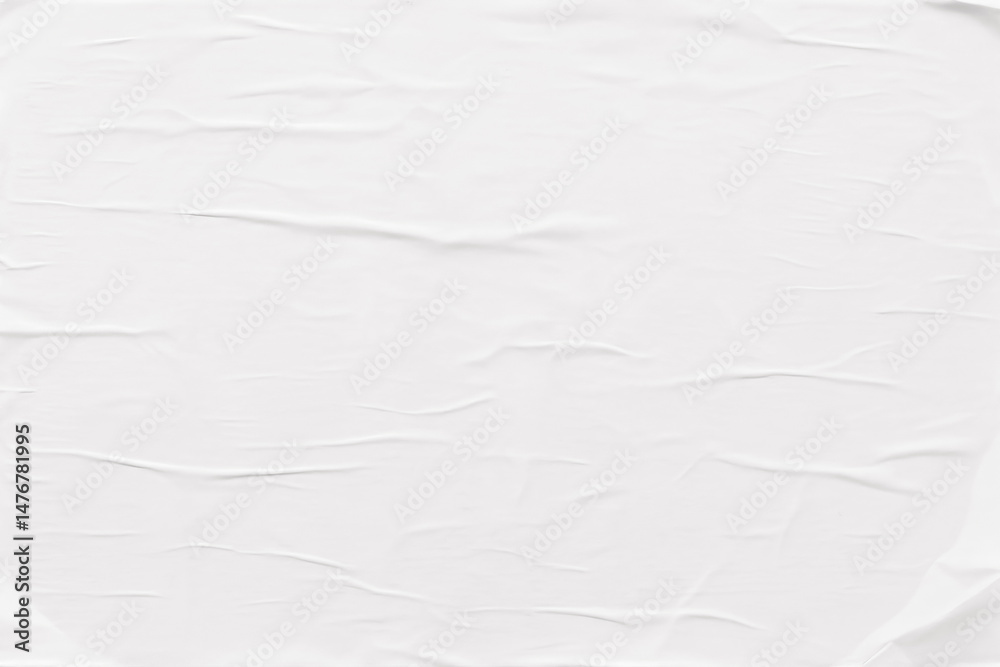 crumpled white paper texture, glued poster pattern with wrinkles for mockup, abstract background crumpled white paper texture, glued poster pattern with wrinkles for mockup, abstract background