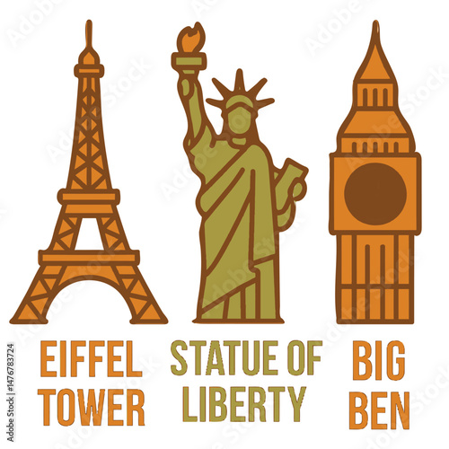 Vector illustration of the Eiffel Tower, a famous Paris landmark and symbol of Europe, showcasing architecture and travel in a simple, iconic design