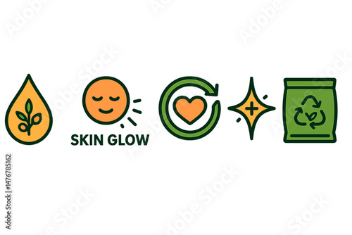 Sea‑buckthorn wellness icons merging droplet, badge, ring, star, loop