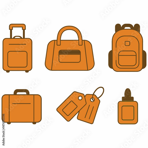 vector illustration of a set of travel bags, sell icons
