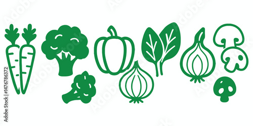 Green peas and grass vector set with eco nature and organic elements