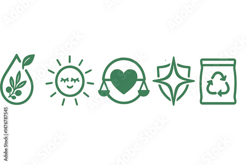 Sea-buckthorn symbols of wellness combining droplet, badge, ring, star, and loop