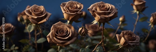 Obraz na płótnie Brown Roses in Garden with Dusk Sky w salonie