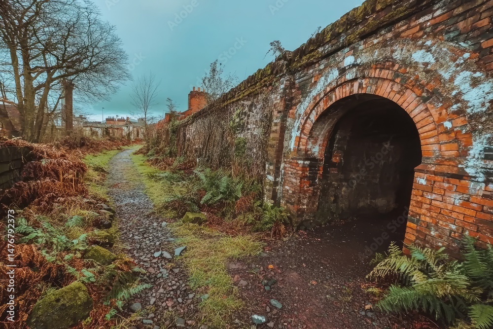 Obraz premium Ruined archway, overgrown path