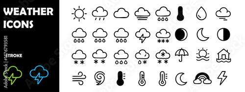 Weather Icon Set Vector – Forecast and Climate Symbols for Apps, Websites, and Meteorology