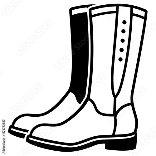 Equestrian Boots Silhouette Vector on White Background