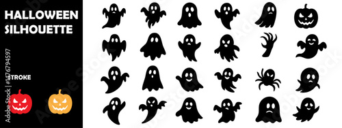 Halloween Ghost Silhouettes – Spooky Spirit Vector Set in Multiple Poses