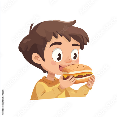 boy eating a sandwich