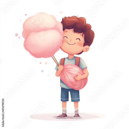 boy holding bag of cotton candy