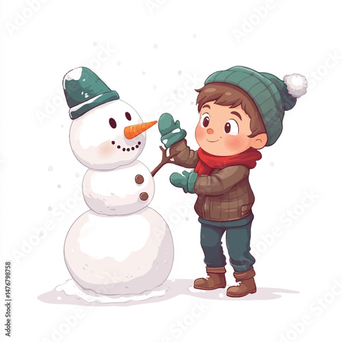 boy making a snowman