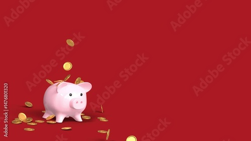 Generous Piggy Bank - 3D rendering - 4K 60fps