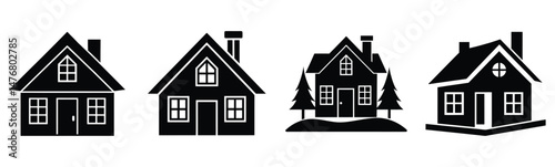 House icon silhouette white background