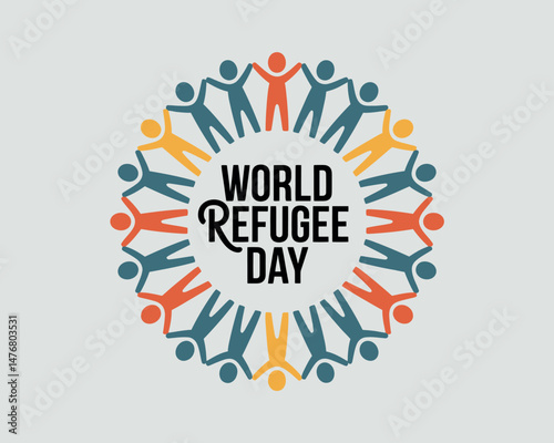 World Refugee Day designed with diverse human figures in a circle