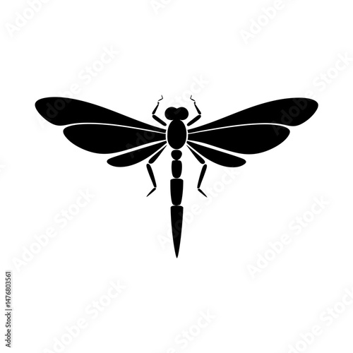 Flying Dragonfly Silhouette Graphic