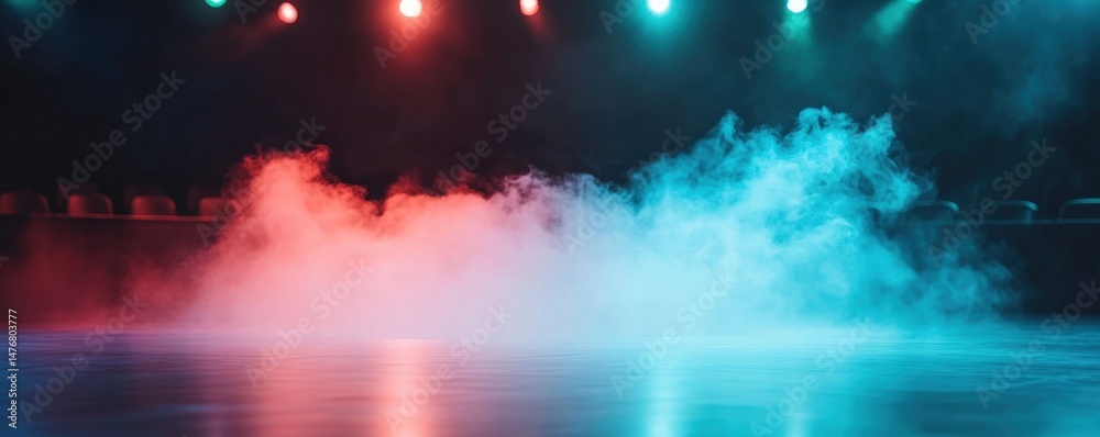 Fototapeta premium Neon smoke-filled stage