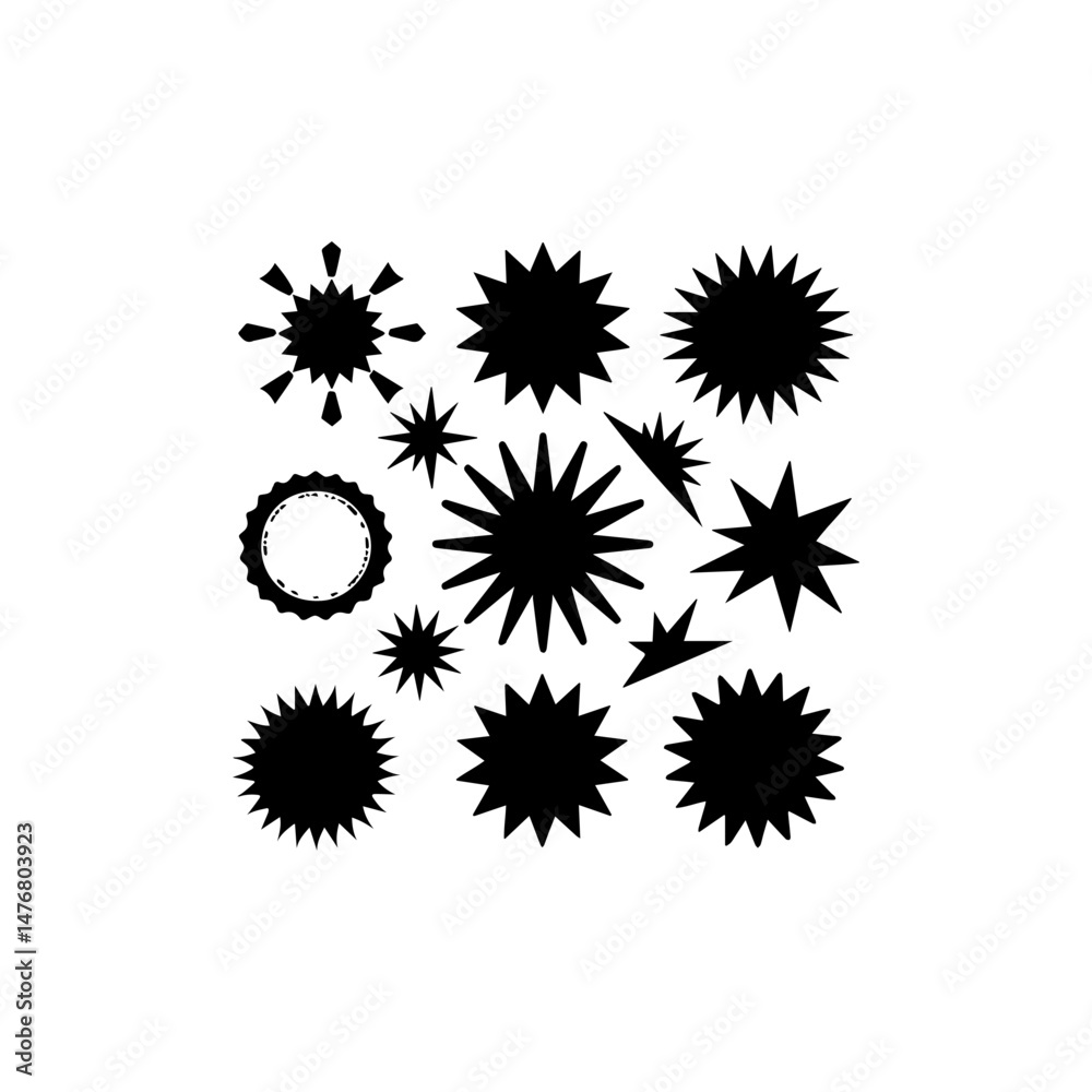 Collection of Abstract Black Starburst and Geometric Shapes Collection of Abstract Black Starburst and Geometric Shapes