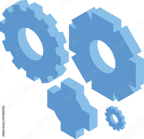 Gear wheels software test icon, isometric style Pro Vector , gear icon isolated on white