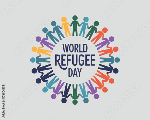 World Refugee Day designed with diverse human figures in a circle