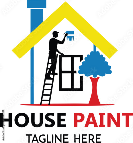 house home paint painting logo design icon vector illustration
