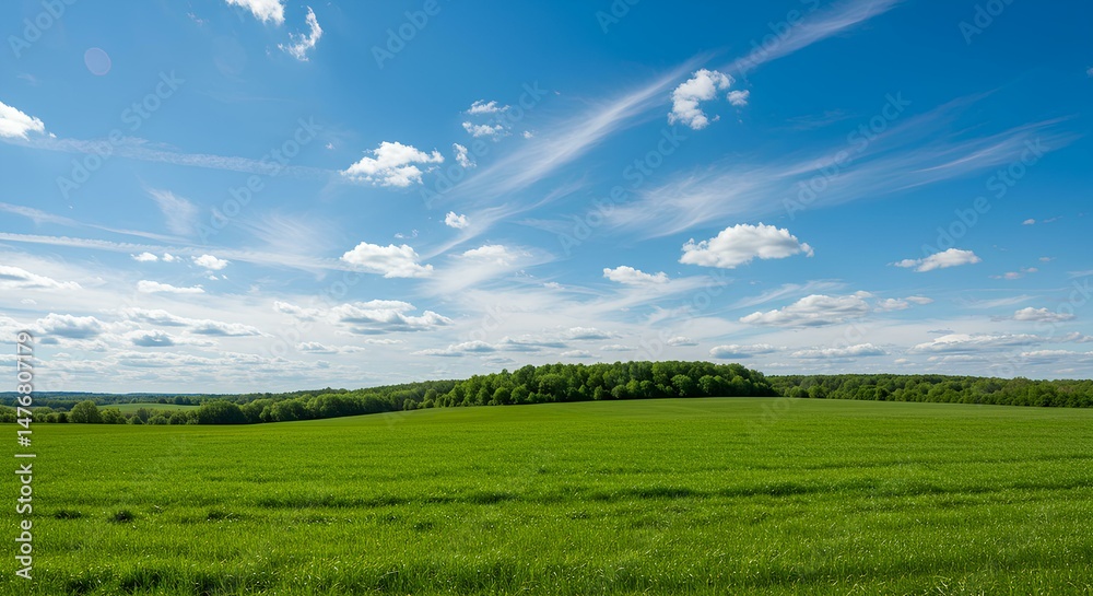 Obraz premium green field and blue sky