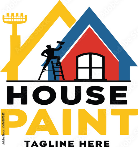house home paint painting logo design icon vector illustration
