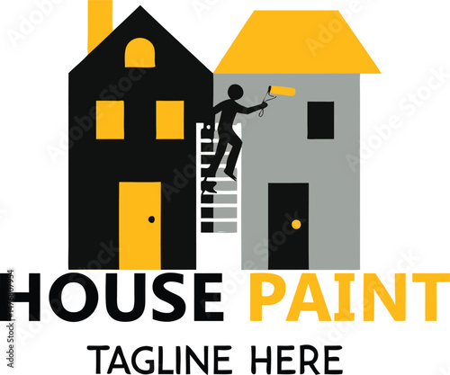 house home paint painting logo design icon vector illustration

