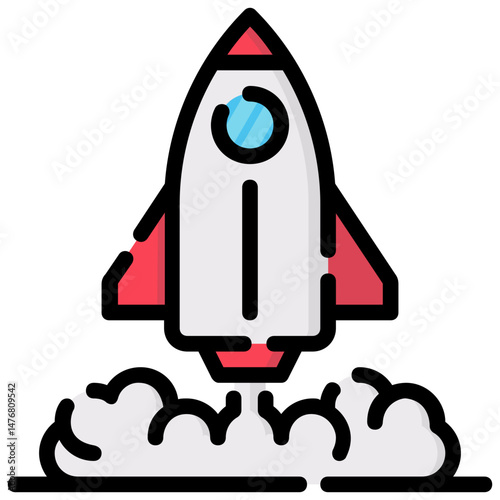 launch rocket vector filled outline icon