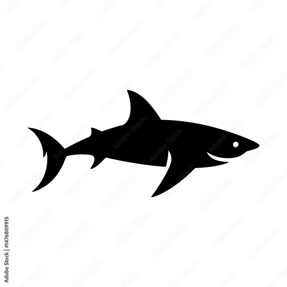 Fototapeta premium Swimming Shark Silhouette Design