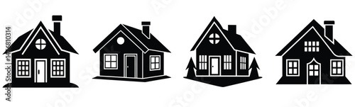 vector silhouette of a house white background