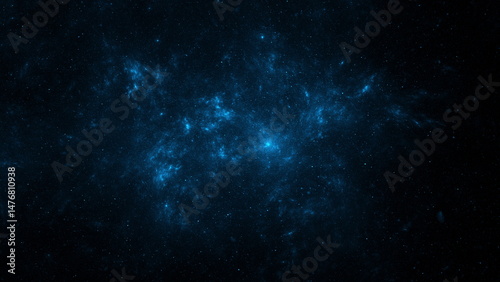 Fototapeta Naklejka Na Ścianę i Meble -  mesmerizing cosmic landscape showcases vibrant blue hues complemented by distant stars and swirling gases, creating a sense of mystery in the expanse of outer space. 3d render