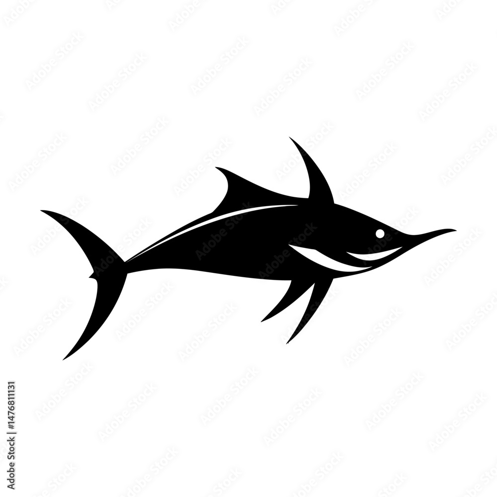 Fototapeta premium Underwater Swordfish Silhouette Art
