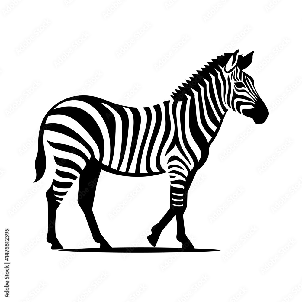 Fototapeta premium Zebra Black Silhouette Illustration