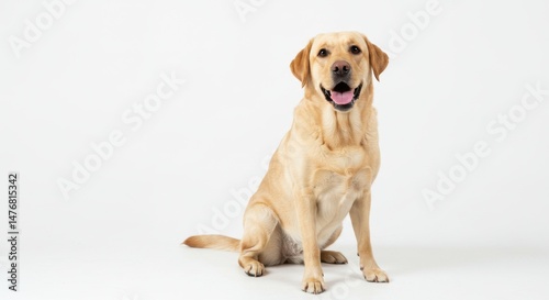 Happy Labrador Retriever on White Background