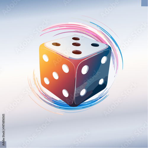Two Rolling Dice Mid-Air Casting Shadows on a White Background


