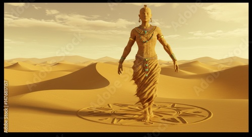 Majestic Desert Spirit Rising from Golden Dunes