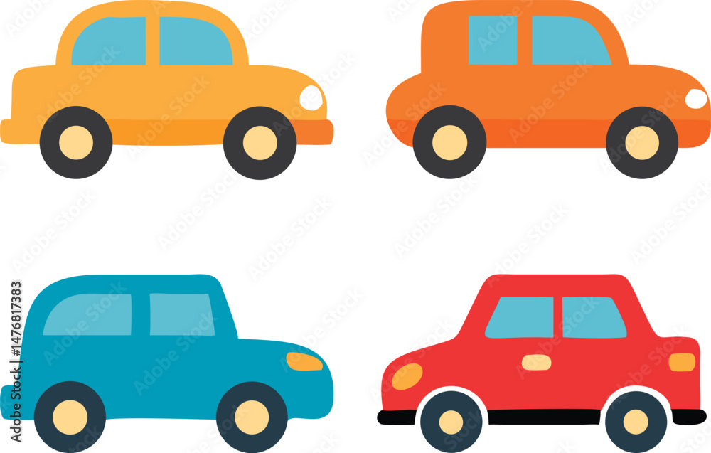 Fototapeta premium Set of cars vector icons. Flat car icon set. Vehicle icon set