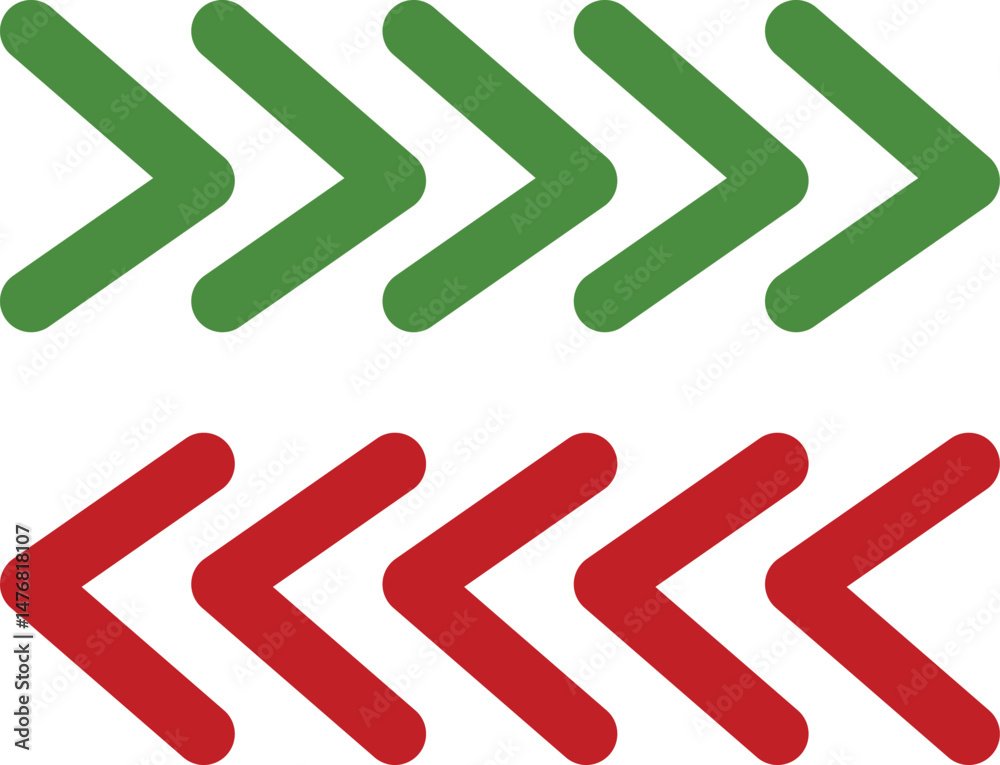 Green and Red Arrows Indicating Direction and Movement Green and Red Arrows Indicating Direction and Movement