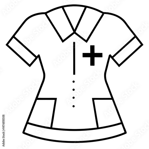 Nurse Uniform Silhouette Vector – Black on White