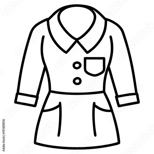 Nurse Uniform Silhouette Vector – Black on White