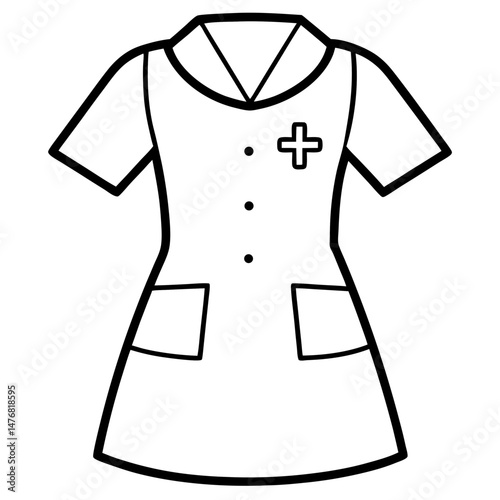 Nurse Uniform Silhouette Vector – Black on White