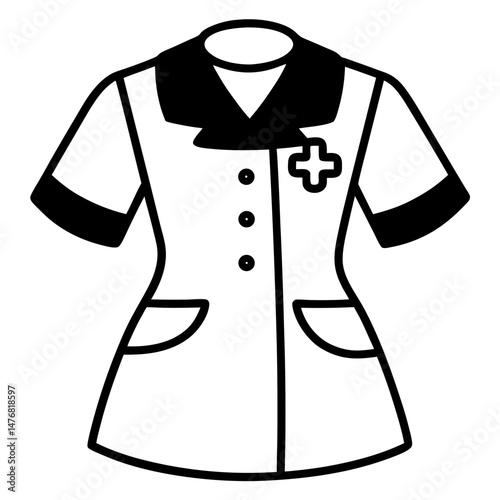Nurse Uniform Silhouette Vector – Black on White