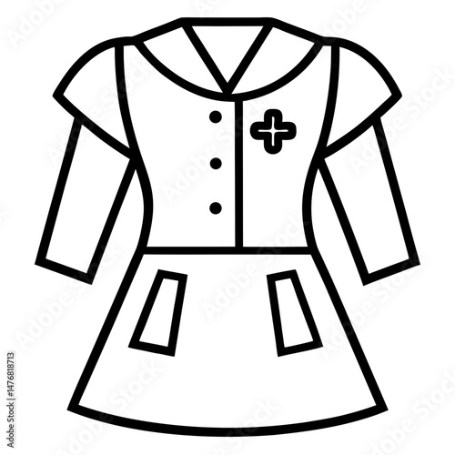 Nurse Uniform Silhouette Vector – Black on White