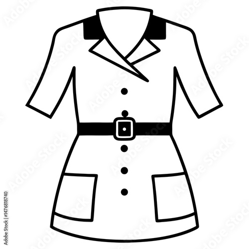 Nurse Uniform Silhouette Vector – Black on White